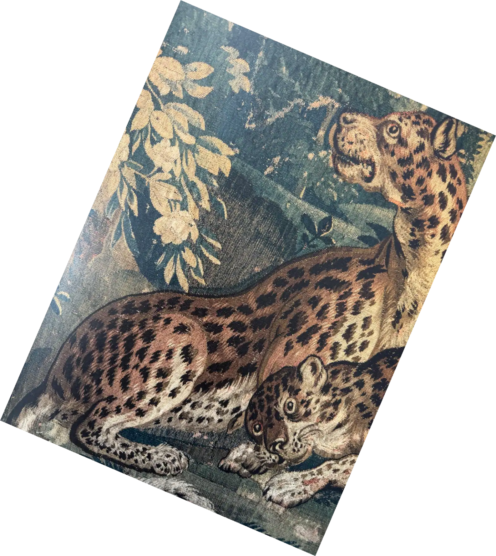 Artistic illustration of a leopard cub in a jungle setting with lush foliage.